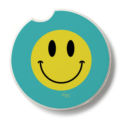 Thirstystone Smile More Single Absorbent Stone Coaster for Vehicle Cup Holder 2.6” Diameter Manufactured in The USA