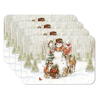 CounterArt Winter Forest 4 Pack Reversible Easy Care Placemats Made in the USA