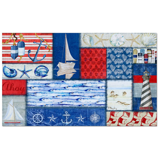 Counterart Nautical Fragment Indoor/Outdoor Entryway Floor Mat Manufactured in the USA 29.5" by 17.75"