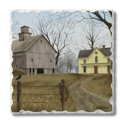 Thirstystone Homeward Single Tumbled Tile Stone Coaster with Protective Cork Backing Manufactured in The USA 4" Square, Artistic, Easily Wipes Clean