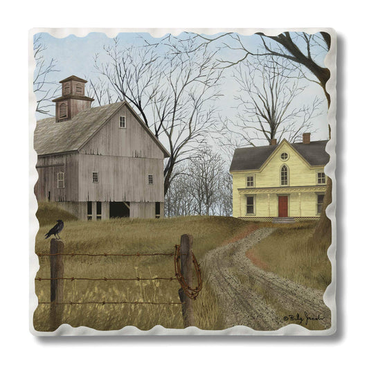 Thirstystone Homeward Single Tumbled Tile Stone Coaster with Protective Cork Backing Manufactured in The USA 4" Square, Artistic, Easily Wipes Clean