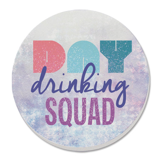 Thirstystone Day Drinking Squad Single Round Absorbent Stone Coaster with Protective Cork Backing Manufactured in The USA 4" Diameter