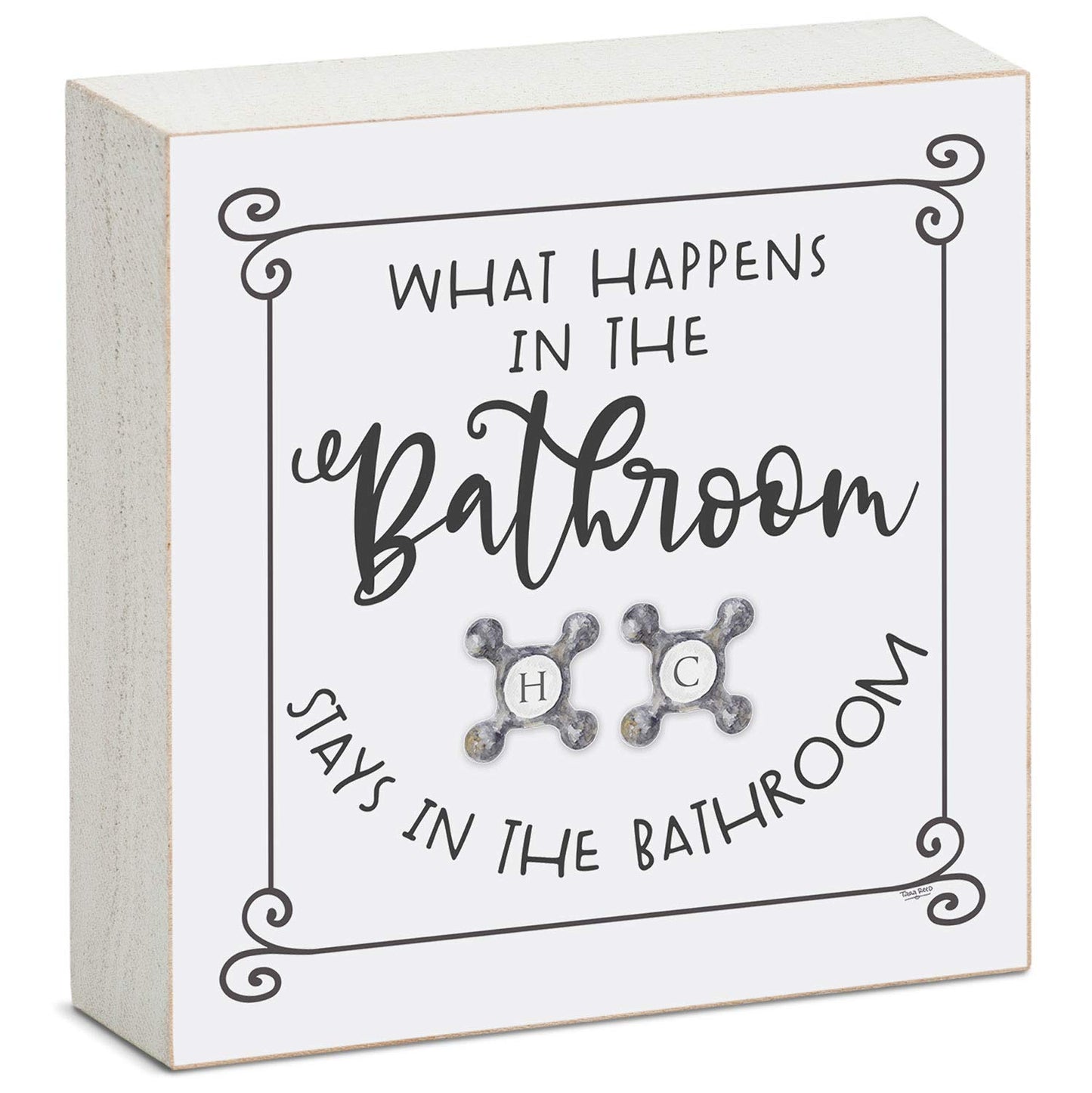 CounterArt "What Happens" Artistic Freestanding Solid Wood Block Sign Made in the USA 3.75” Square Decorative Accent for Home or Office
