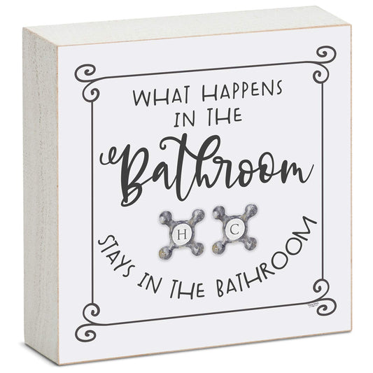 CounterArt "What Happens" Artistic Freestanding Solid Wood Block Sign Made in the USA 3.75” Square Decorative Accent for Home or Office