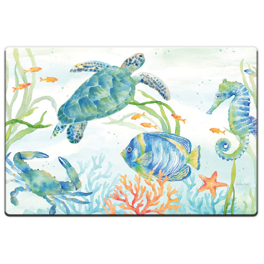 Counterart Sea Life Serenade 30” x 20” Decorative Vinyl Comfort Floor Mat, Manufactured in The USA, Waterproof, Reduces Muscle Fatigue, Easily Wipes Clean