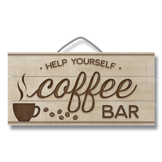 CounterArt Coffee Bar Decorative Slatted Pallet Wood Sign 12" by 6" Made in the USA