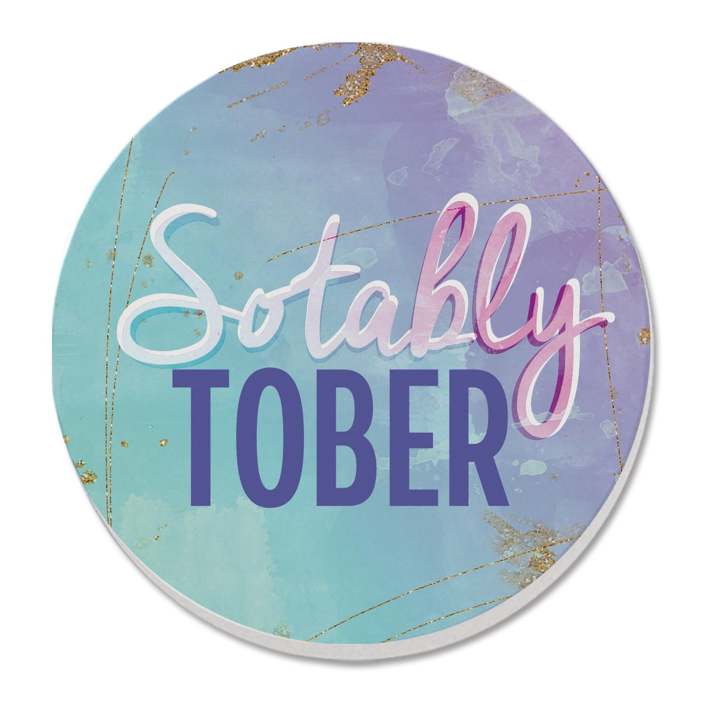 Thirstystone Sober Single Round Absorbent Stone Coaster with Protective Cork Backing Manufactured in The USA 4" Diameter