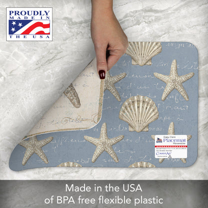 CounterArt Coastal Beauty 4 Pack Reversible Easy Care Flexible Placemats Made in the USA