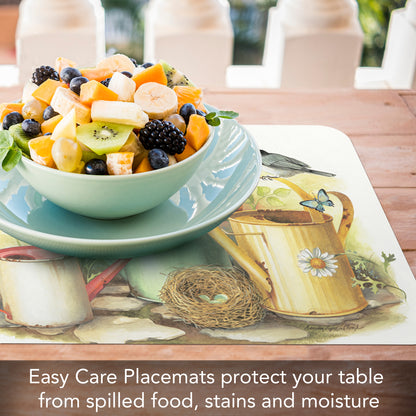 CounterArt Chickadees & Butterflies 4 Pack Reversible Easy Care Flexible Placemats Made in the USA