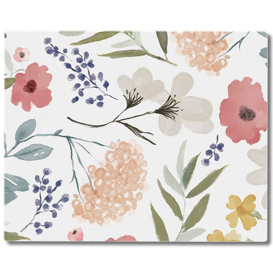 CounterArt Meadow Floral 3mm Tempered Glass Cutting Board 10” x 8” Manufactured in the USA