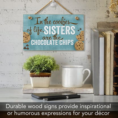 CounterArt In The Cookies Of Life Decorative Hanging Wood Wall Sign 9.5” x 5.75” Made in the USA Features Braided Rope Hanger