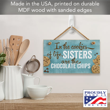 CounterArt In The Cookies Of Life Decorative Hanging Wood Wall Sign 9.5” x 5.75” Made in the USA Features Braided Rope Hanger