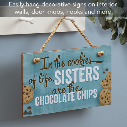 CounterArt In The Cookies Of Life Decorative Hanging Wood Wall Sign 9.5” x 5.75” Made in the USA Features Braided Rope Hanger