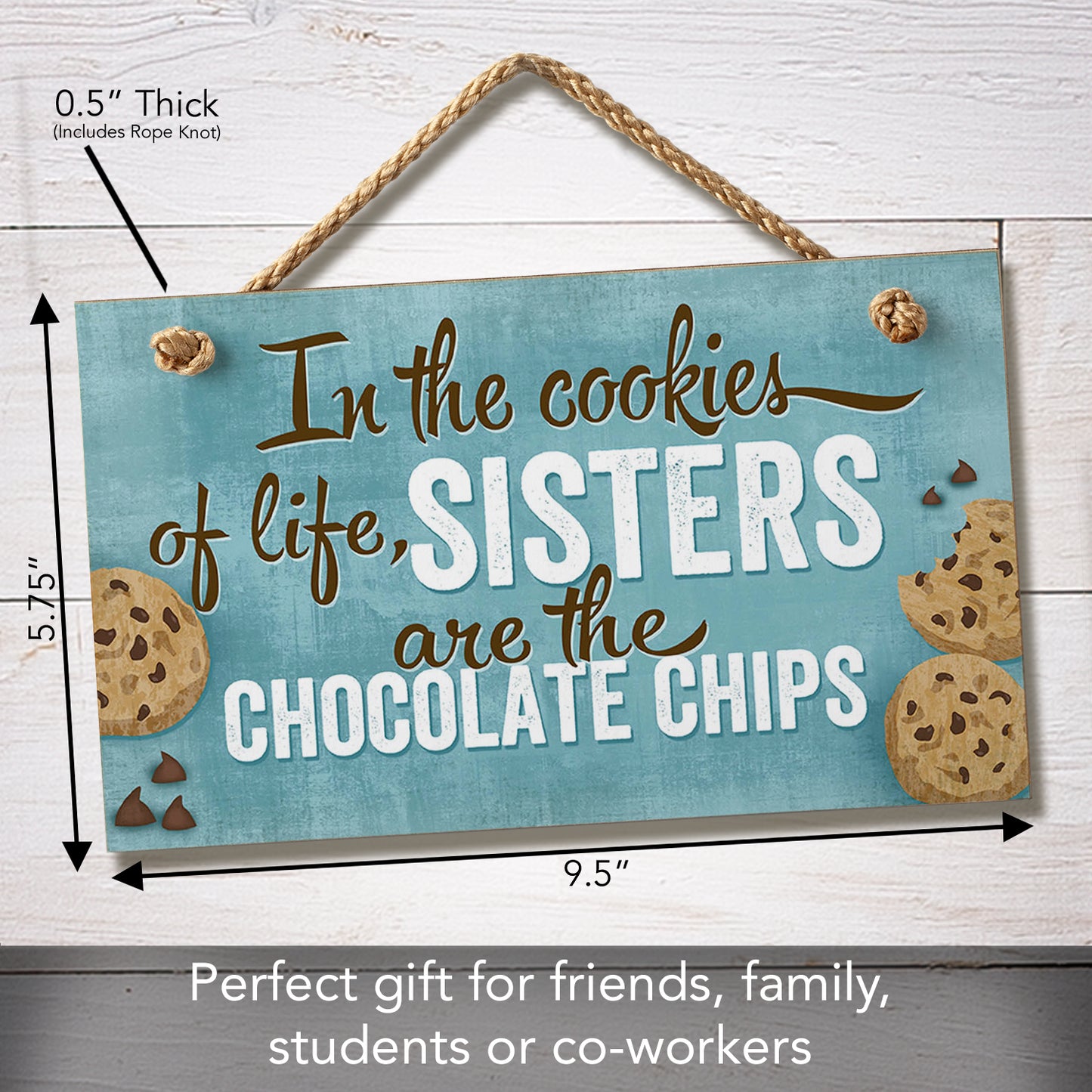 CounterArt In The Cookies Of Life Decorative Hanging Wood Wall Sign 9.5” x 5.75” Made in the USA Features Braided Rope Hanger