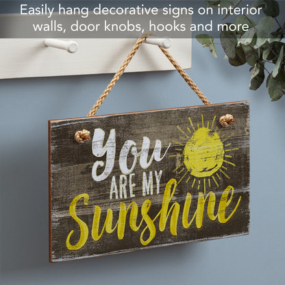 Highland Home You Are My Sunshine Decorative Hanging Wood Wall Sign 9.5” x 5.75” Made in the USA Features Braided Rope Hanger