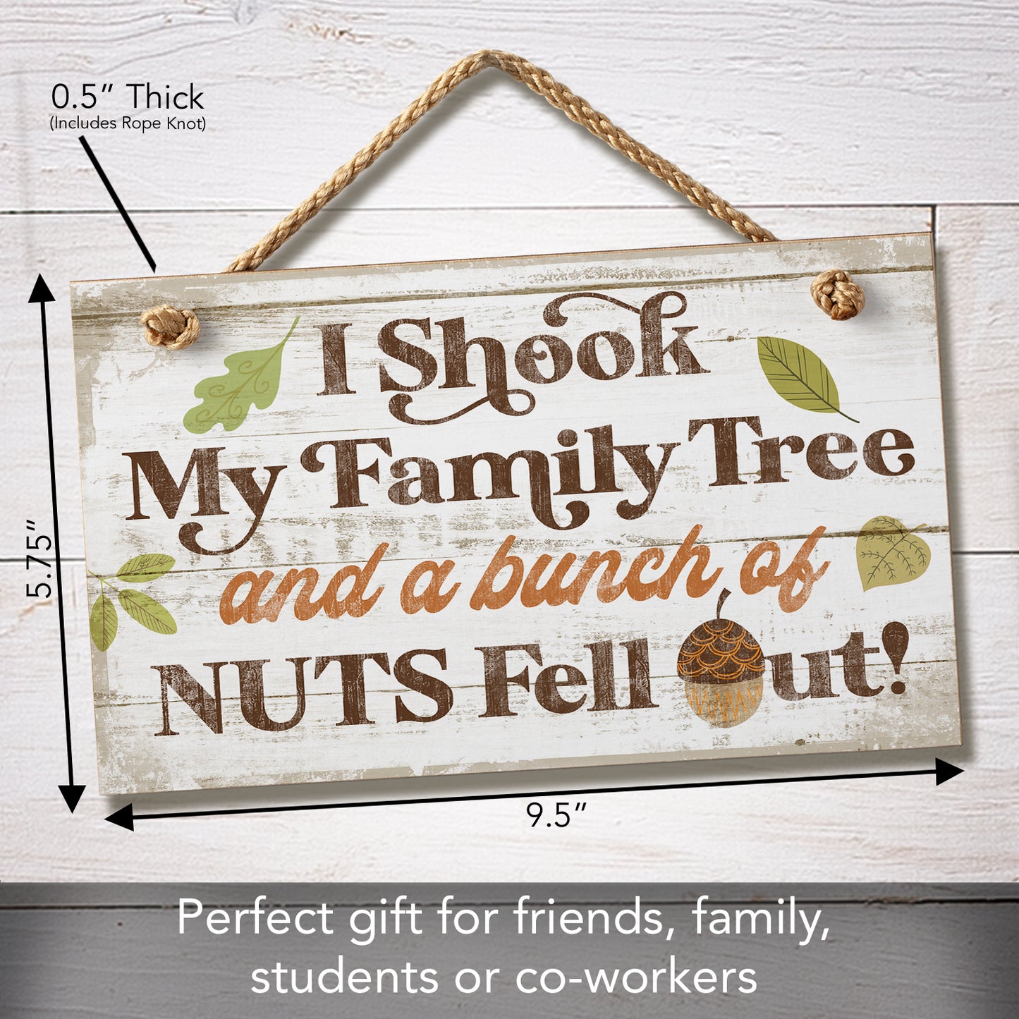 Highland Home I Shook My Family Tree Humorous Hanging Wood Wall Sign 9.5” x 5.75” Made in the USA Features Braided Rope Hanger