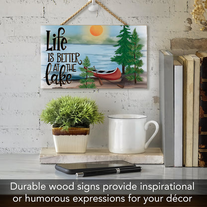 CounterArt Life Is Better Decorative Hanging Wood Wall Sign 9.5” by 5.75” Made in the USA Features Braided Rope Hanger