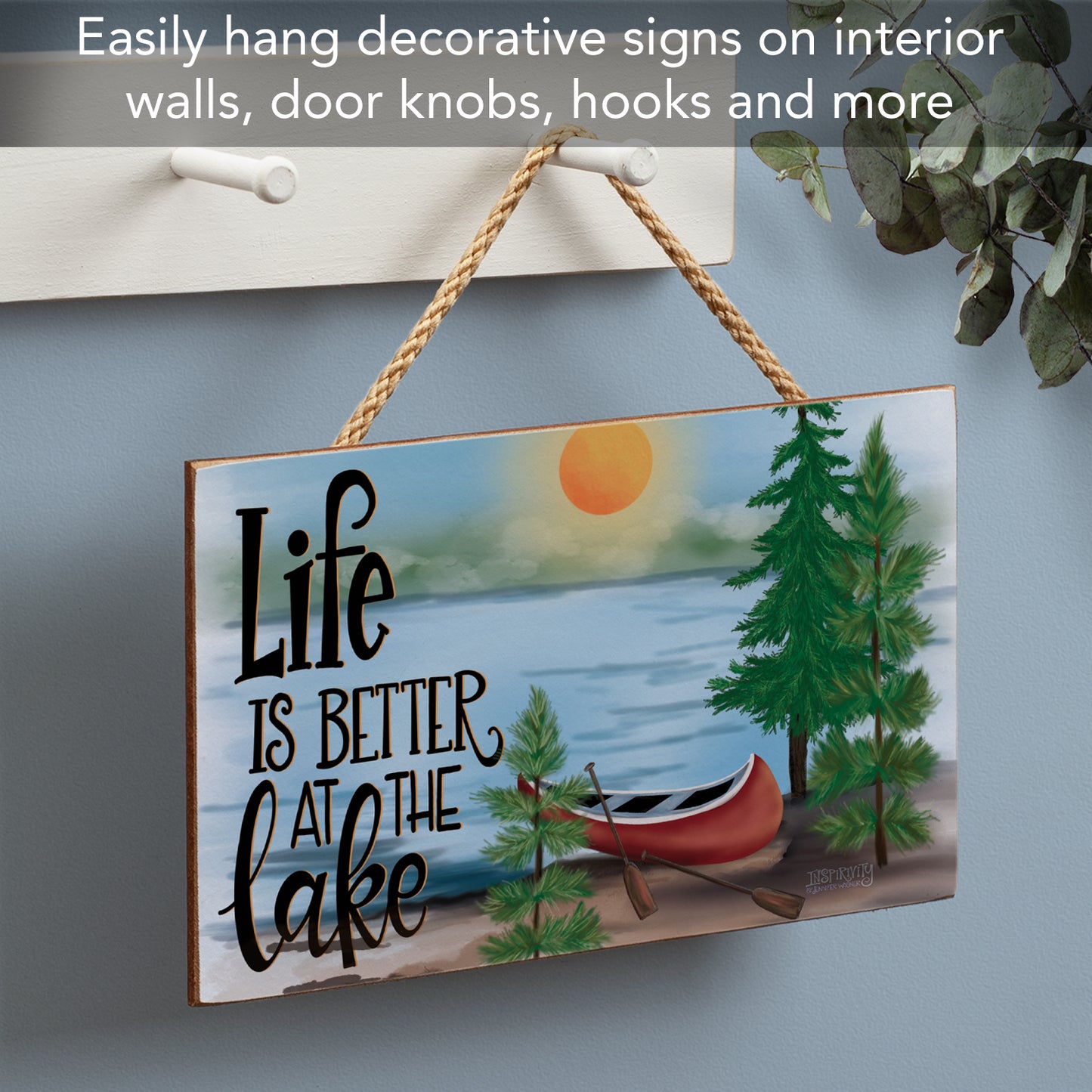 CounterArt Life Is Better Decorative Hanging Wood Wall Sign 9.5” by 5.75” Made in the USA Features Braided Rope Hanger