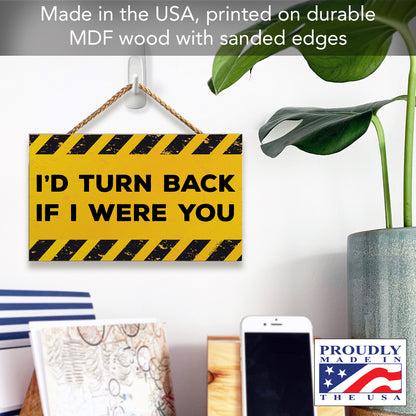 CounterArt I'd Turn Back Decorative Hanging Wood Wall Sign 9.5” by 5.75” Made in the USA Features Braided Rope Hanger