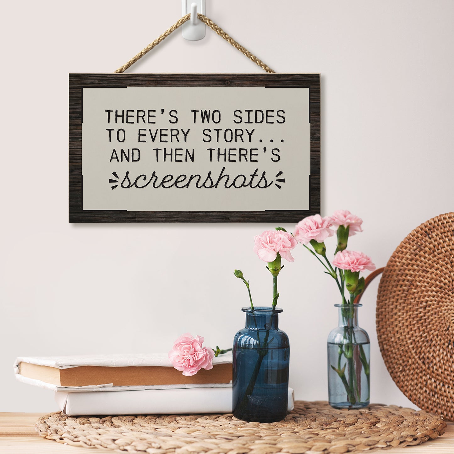 CounterArt Screenshots Decorative Hanging Wood Wall Sign 9.5” by 5.75” Made in the USA Features Braided Rope Hanger