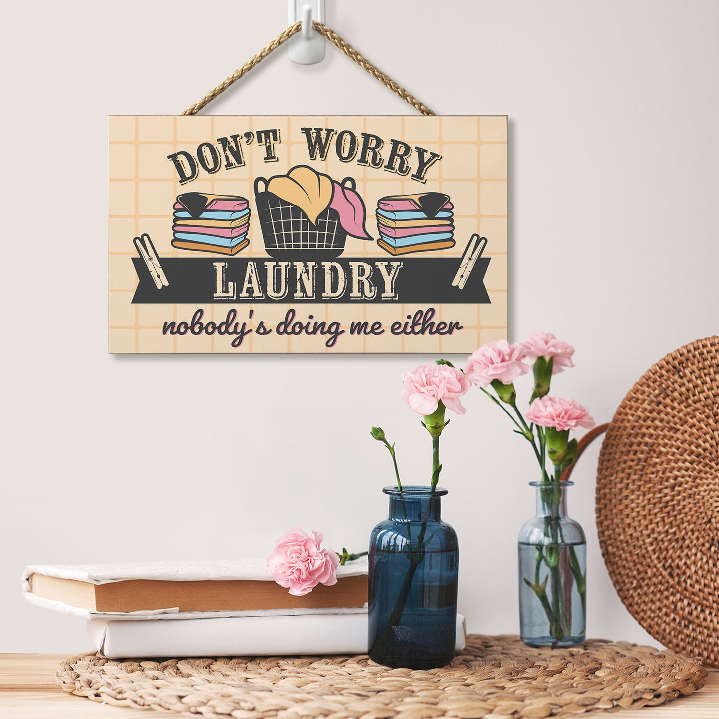 CounterArt Doing Me Decorative Hanging Wood Wall Sign 9.5” by 5.75” Made in the USA Features Braided Rope Hanger