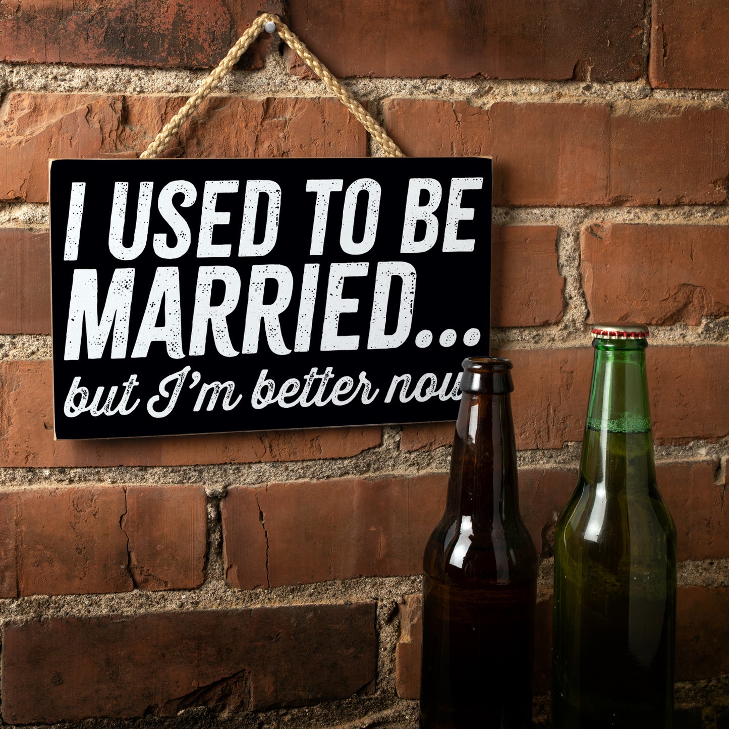 CounterArt Better Now Humorous Hanging Wood Wall Sign 9.5” by 5.75” Made in the USA Features Braided Rope Hanger