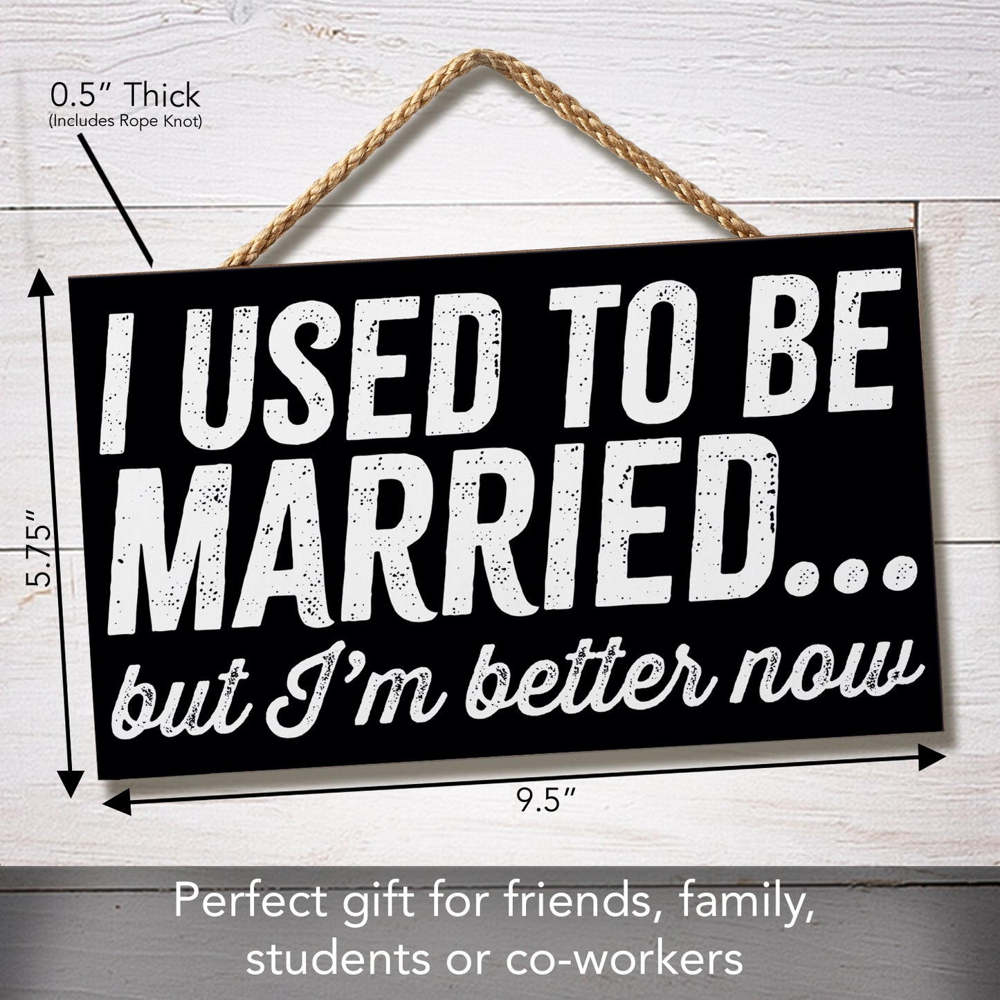 CounterArt Better Now Humorous Hanging Wood Wall Sign 9.5” by 5.75” Made in the USA Features Braided Rope Hanger