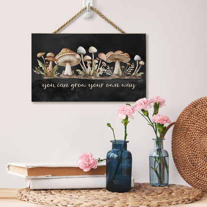 Highland Home Grow Your Own Way Decorative Hanging Wood Sign 9.5” by 5.75” Made in the USA Features Braided Rope Hanger