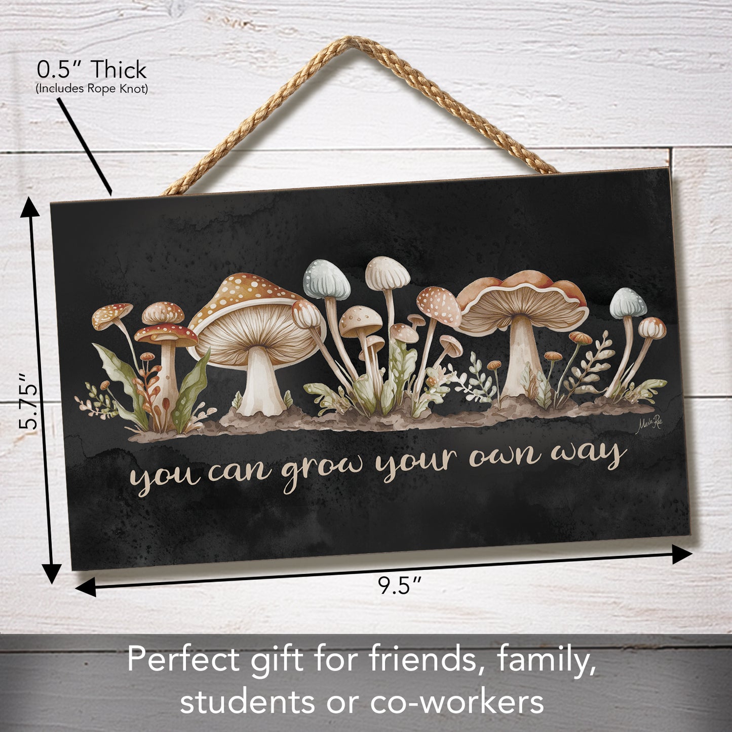 Highland Home Grow Your Own Way Decorative Hanging Wood Sign 9.5” by 5.75” Made in the USA Features Braided Rope Hanger