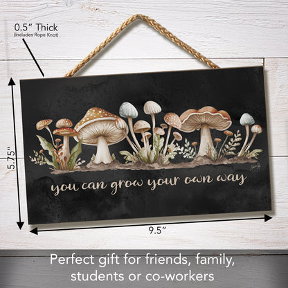 Highland Home Grow Your Own Way Decorative Hanging Wood Sign 9.5” by 5.75” Made in the USA Features Braided Rope Hanger