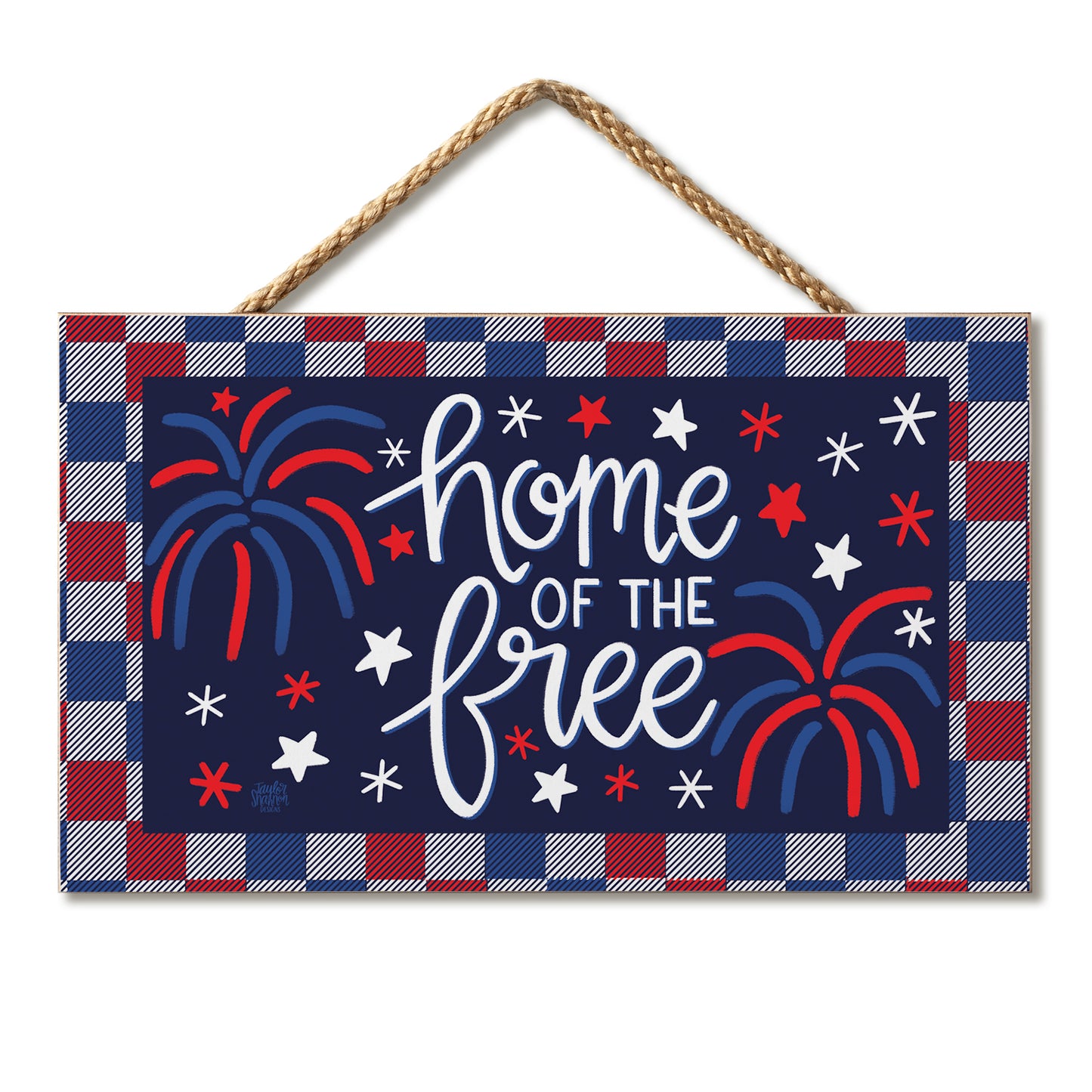 Home of the Free Decorative Hanging Wood Sign 9.5” by 5.75” Made in the USA