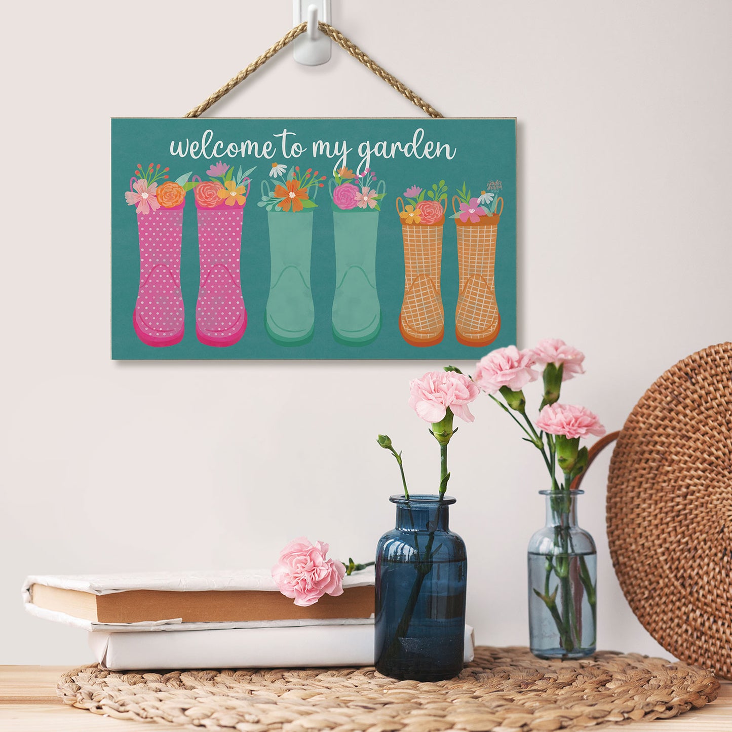 Welcome to My Garden Decorative Hanging Wood Sign 9.5” by 5.75” Made in the USA