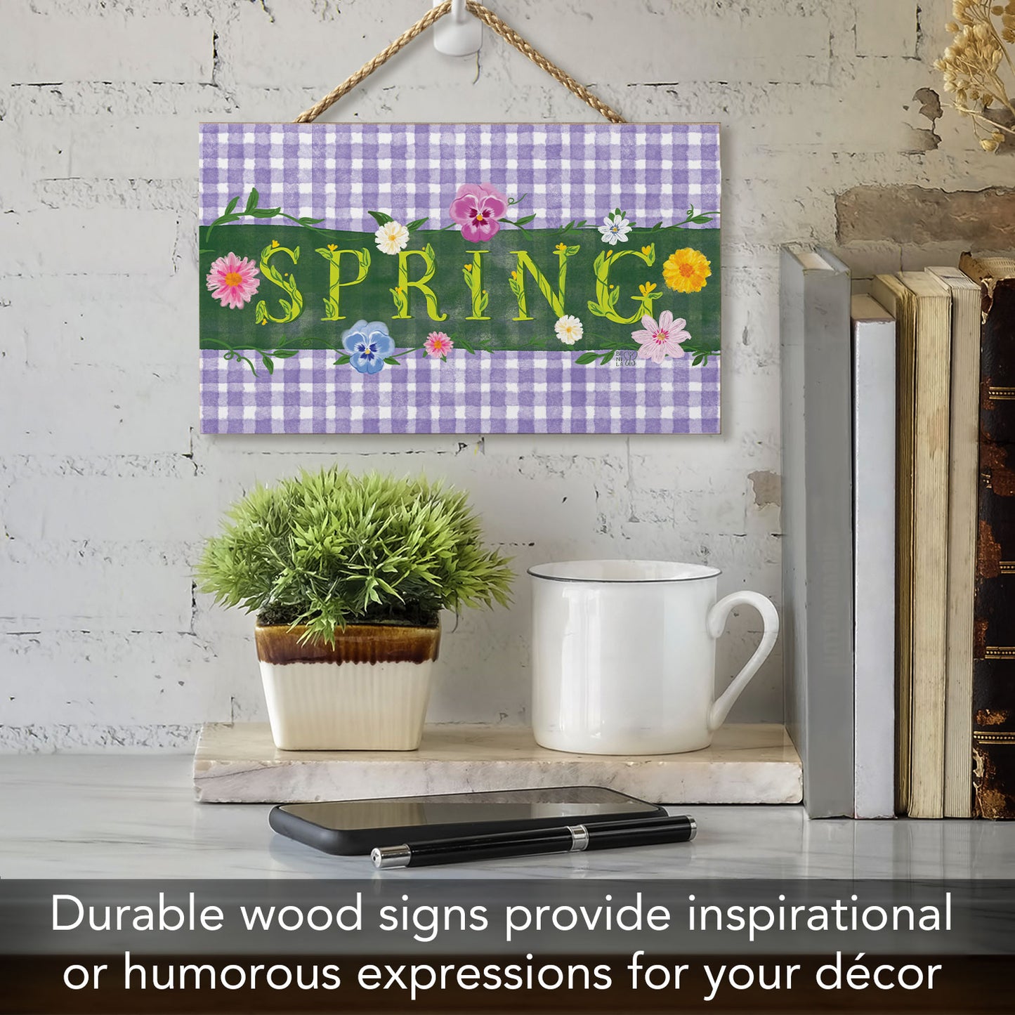 Spring in the Garden Decorative Hanging Wood Sign 9.5” by 5.75” Made in the USA