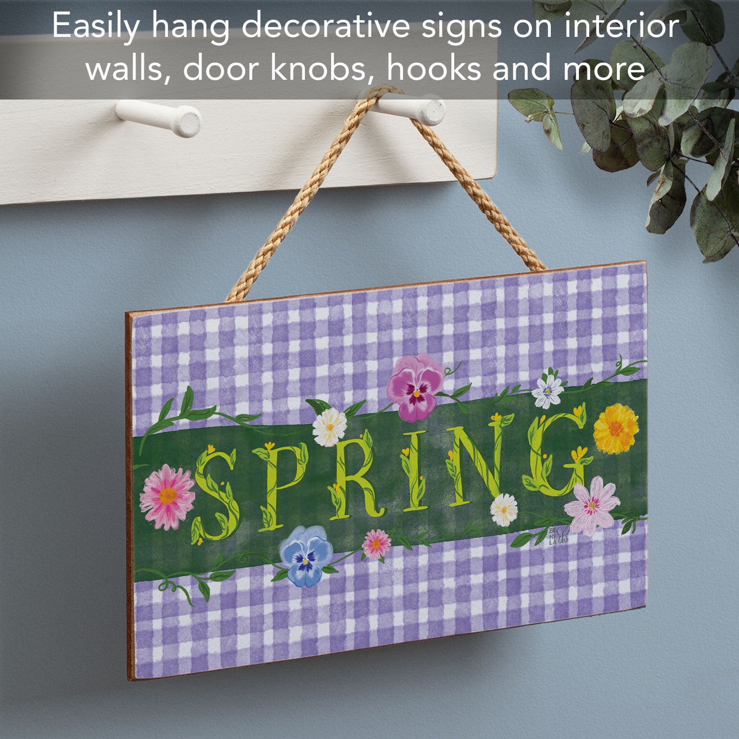 Spring in the Garden Decorative Hanging Wood Sign 9.5” by 5.75” Made in the USA