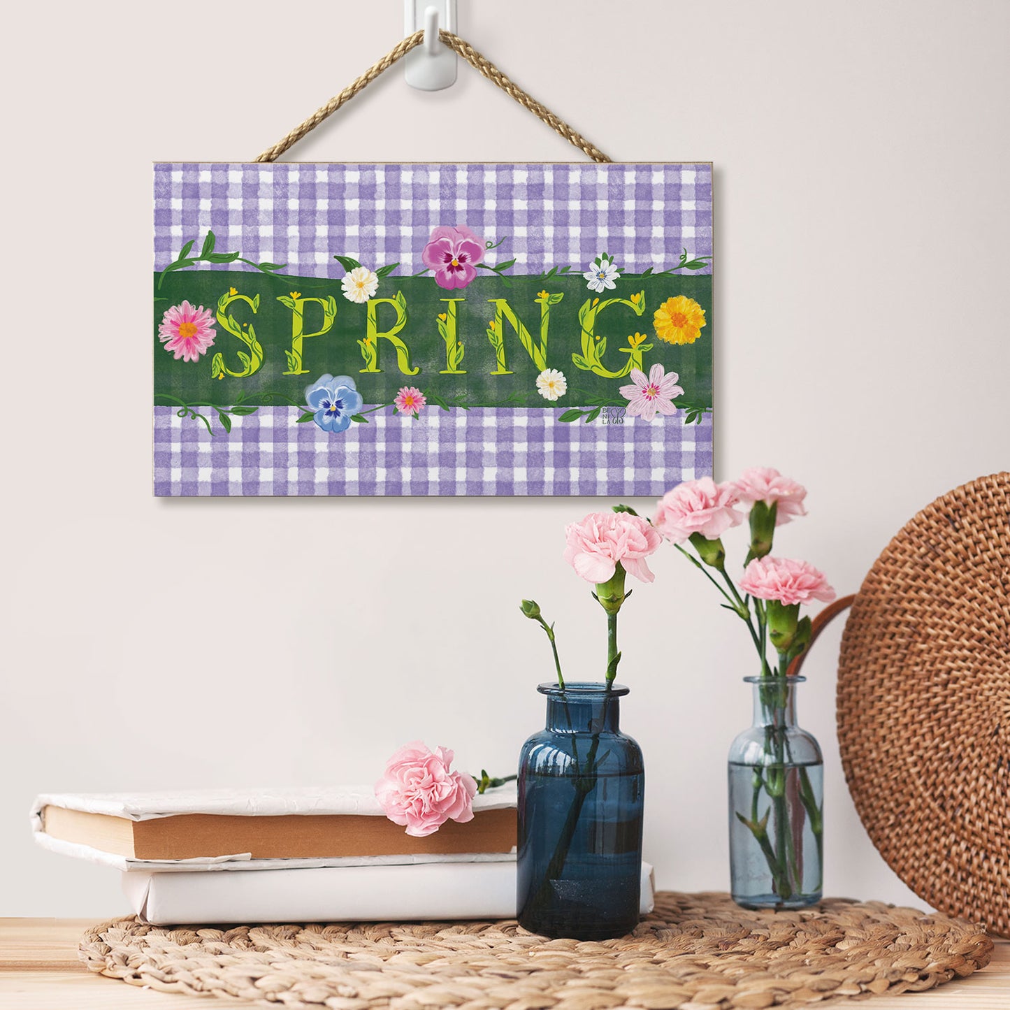 Spring in the Garden Decorative Hanging Wood Sign 9.5” by 5.75” Made in the USA