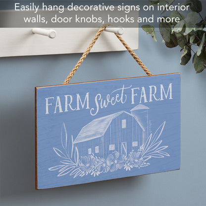 Farm Sweet Farm Decorative Hanging Wood Sign 9.5” by 5.75” Made in the USA