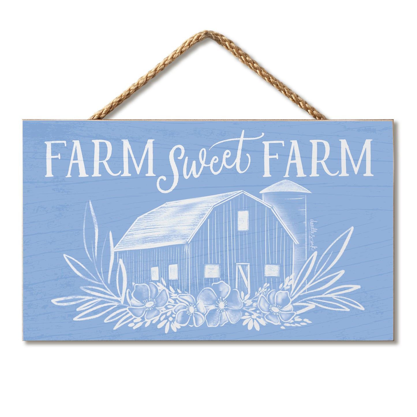 Farm Sweet Farm Decorative Hanging Wood Sign 9.5” by 5.75” Made in the USA