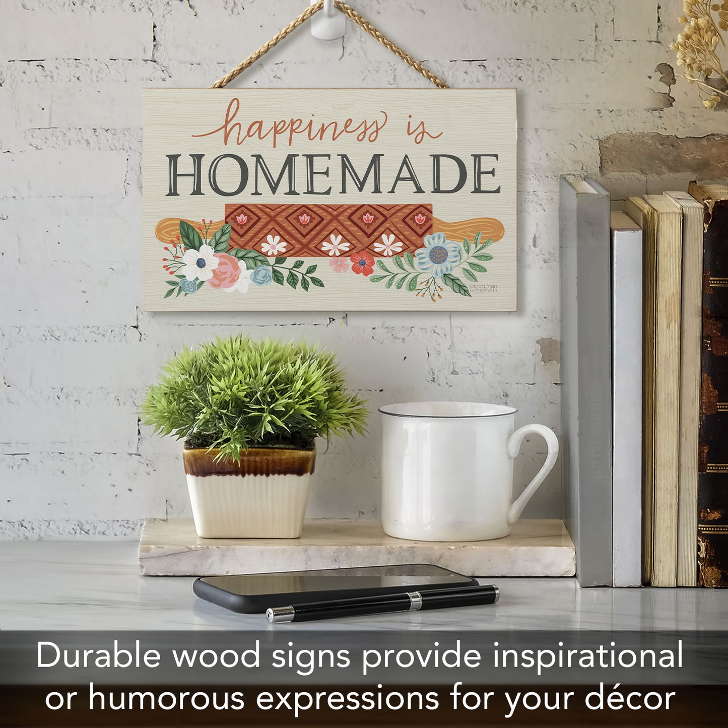 Happiness is Homemade Decorative Hanging Wood Sign 9.5” by 5.75” Made in the USA