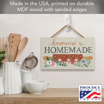 Happiness is Homemade Decorative Hanging Wood Sign 9.5” by 5.75” Made in the USA
