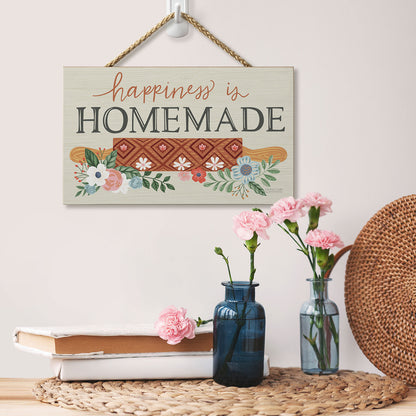 Happiness is Homemade Decorative Hanging Wood Sign 9.5” by 5.75” Made in the USA