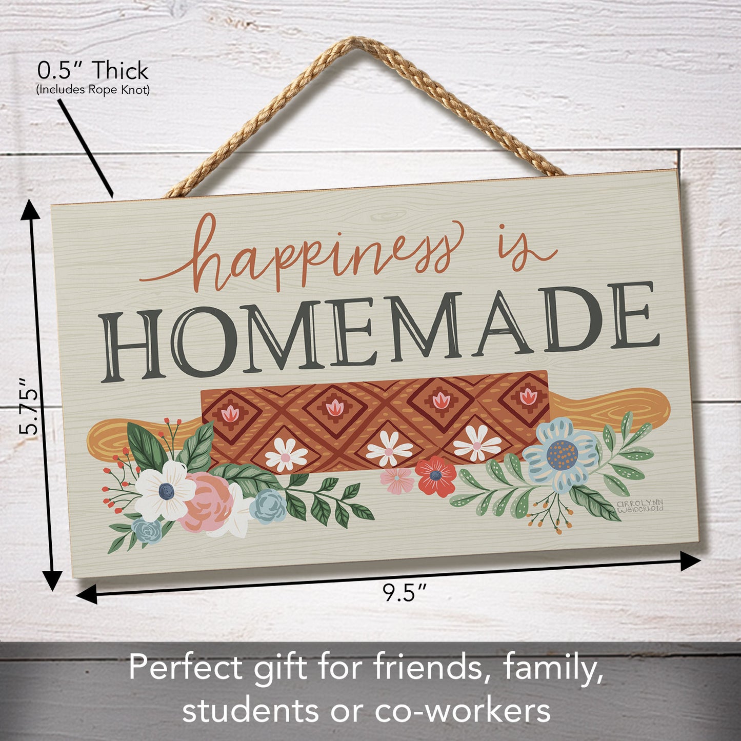Happiness is Homemade Decorative Hanging Wood Sign 9.5” by 5.75” Made in the USA