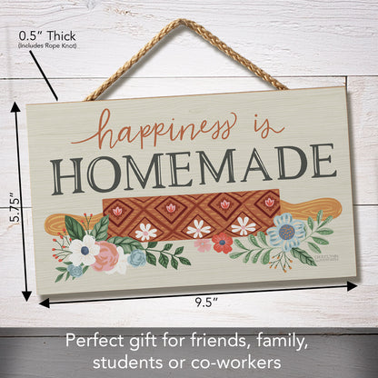 Happiness is Homemade Decorative Hanging Wood Sign 9.5” by 5.75” Made in the USA