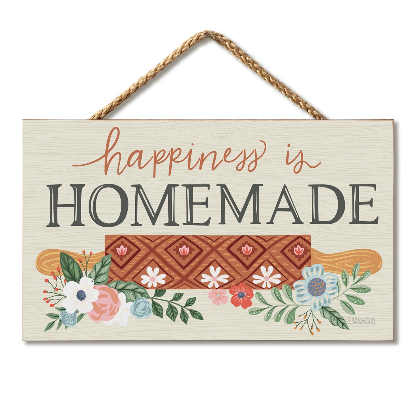 Happiness is Homemade Decorative Hanging Wood Sign 9.5” by 5.75” Made in the USA