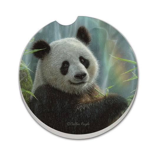 Thirstystone Panda Paradise Single Absorbent Stone Coaster for Vehicle Cup Holder 2.6” Diameter Manufactured in The USA