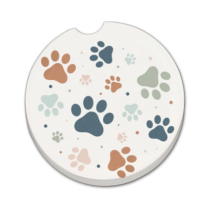 Thirstystone Paw Prints Single Absorbent Stone Coaster for Vehicle Cup Holder 2.6” Diameter Manufactured in The USA