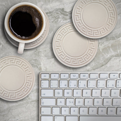 Thirstystone Embossed 4 Pack Round Absorbent Stone Coasters 4" Diameter