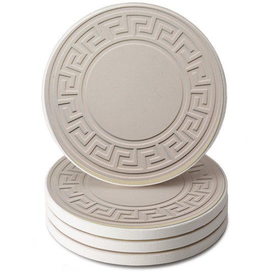 Thirstystone Embossed 4 Pack Round Absorbent Stone Coasters 4" Diameter