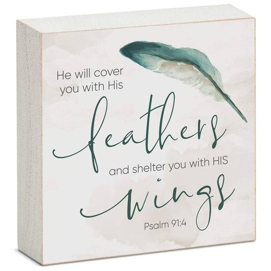 CounterArt Faith Driven Wooden Home Accent Sign for Mantle or Shelf Made in the USA (Feathers)