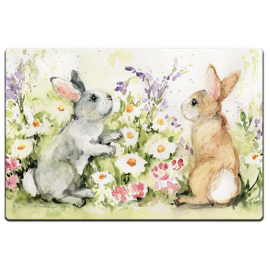 Highland Home Garden Bunnies 30” x 20” Decorative Vinyl Comfort Floor Mat Manufactured in The USA, Waterproof, Easy to Clean