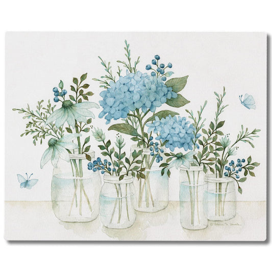 CounterArt Mason Jar Florals 3mm Tempered Glass Cutting Board Manufactured in the USA Serving Board Charcuterie Board Dishwasher Safe